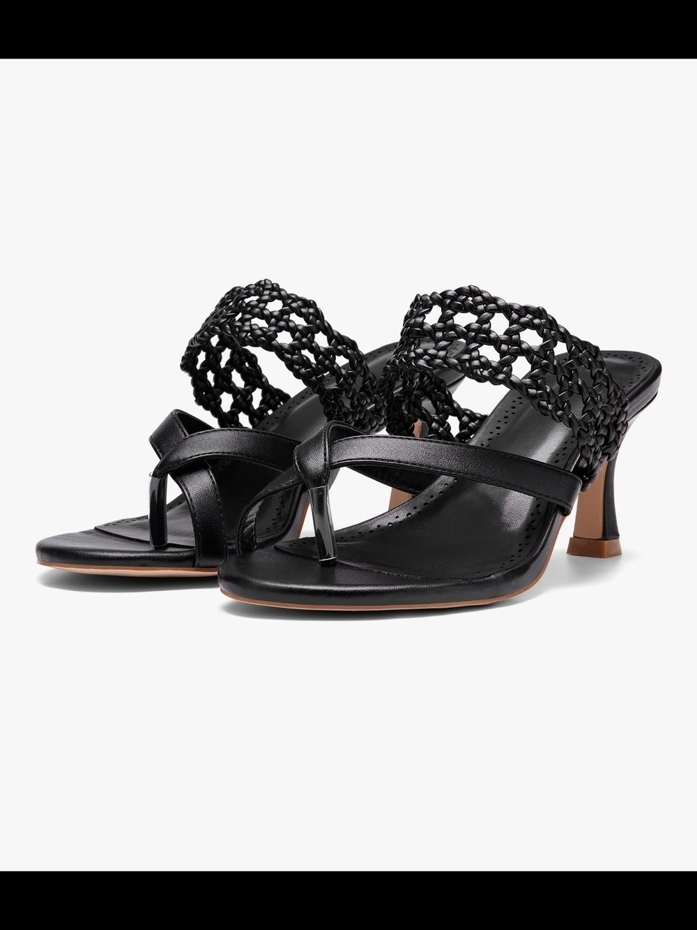 Coutgo Womens Low Kitten Heel Sandals Open Toe Ankle Strap Thong Slides Backless